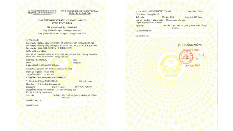 Giấy chứng nhận đăng ký doanh nghiệp